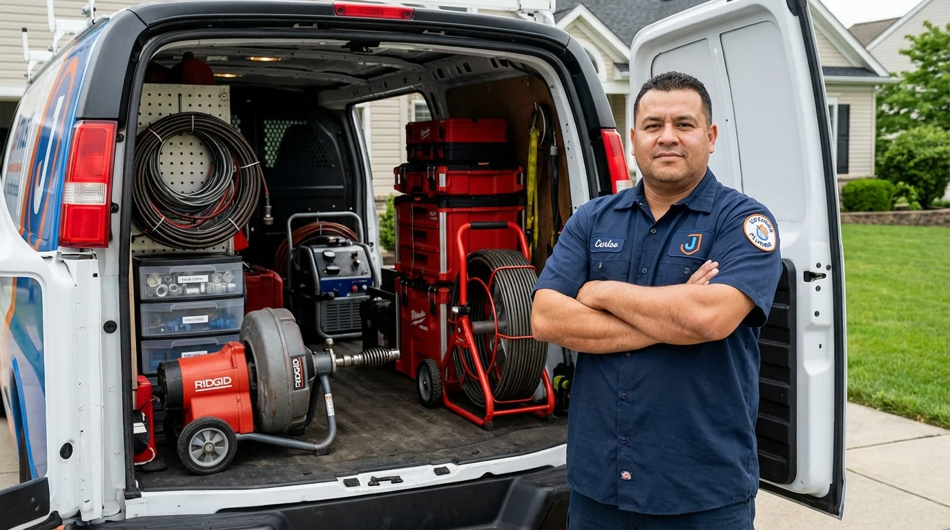 Professional drain cleaning equipment and Johns Plumbing LLC plumber in Rogers