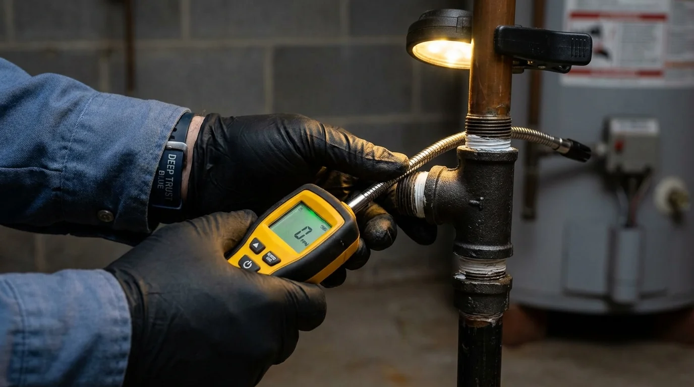 Gas leak detection with electronic sniffer by Johns Plumbing LLC in Rogers